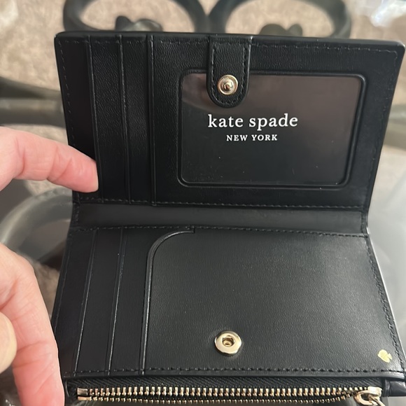 Kate Spade ❤️Jackson Small Slim Bifold Wallet ~Black Pebbled Leather #WLRU5472 - Picture 5 of 7